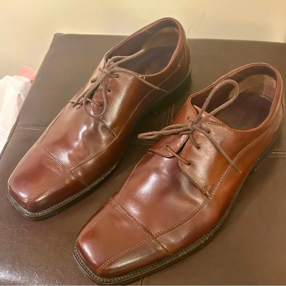Johnston & Murphy 20-7510 Leather Square Cap Toe Lace Up Oxford Brown Men’s 10.5